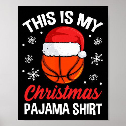 Funny Christmas Basketball Ball Pajama Pj Outfit M Poster