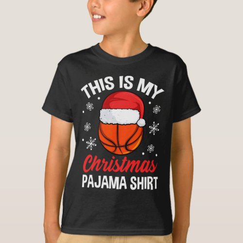 Funny Christmas Basketball Ball Pajama Pj Outfit M T_Shirt