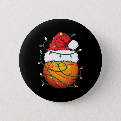 Funny Christmas Basketball Santa Hat Xmas Lights M Button