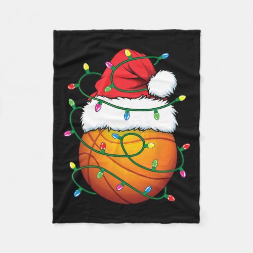 Funny Christmas Basketball Santa Hat Xmas Lights M Fleece Blanket