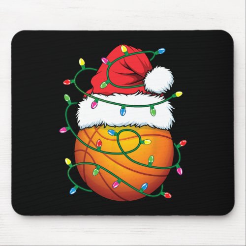 Funny Christmas Basketball Santa Hat Xmas Lights M Mouse Pad