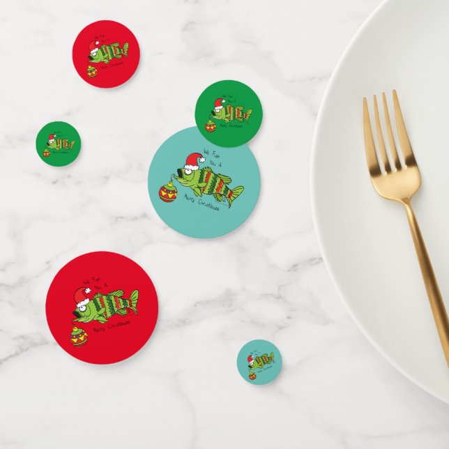 Funny Christmas Bass Fishing Fish Cute Cartoon Confetti (Group)