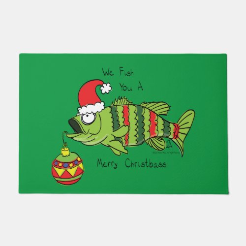 Funny Christmas Bass Fishing Fish Cute Cartoon Doormat