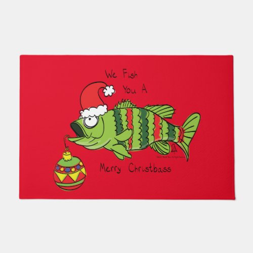 Funny Christmas Bass Fishing Fish Cute Cartoon Doormat