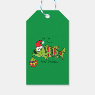 Funny Christmas Bass Fishing Fish Cute Cartoon Gift Tags