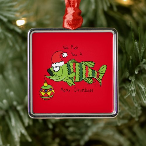 Funny Christmas Bass Fishing Fish Cute Cartoon Metal Ornament