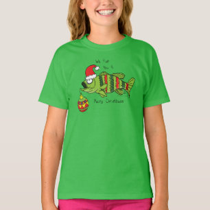 Funny Christmas Bass Fishing Fish Cute Cartoon T-Shirt