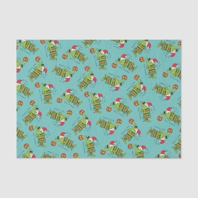 Funny Christmas Bass Fishing Fish Cute Cartoon Tissue Paper (Front)