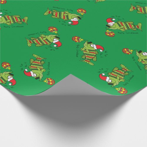 Funny Christmas Bass Fishing Fish Cute Cartoon Wrapping Paper