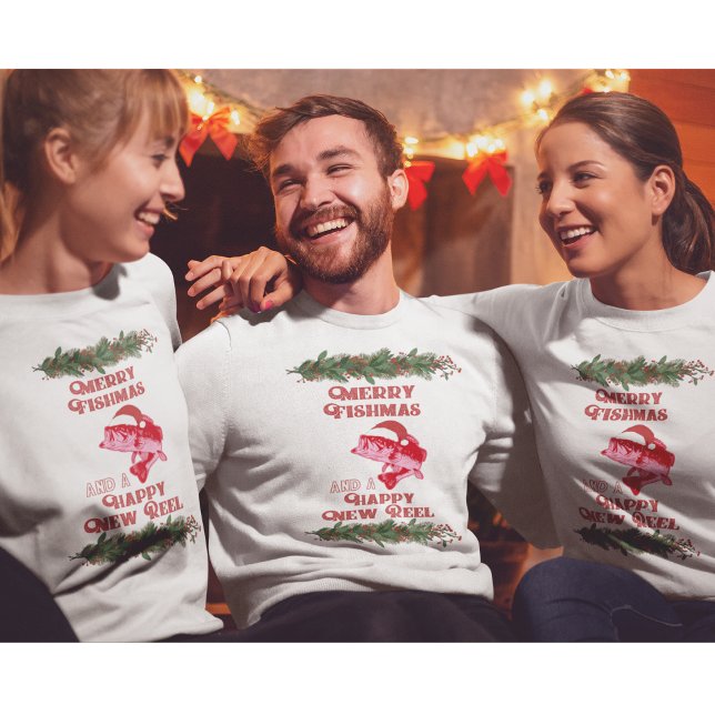 Funny Christmas Bass Fishing Fishmas Party Sweatshirt (Creator Uploaded)
