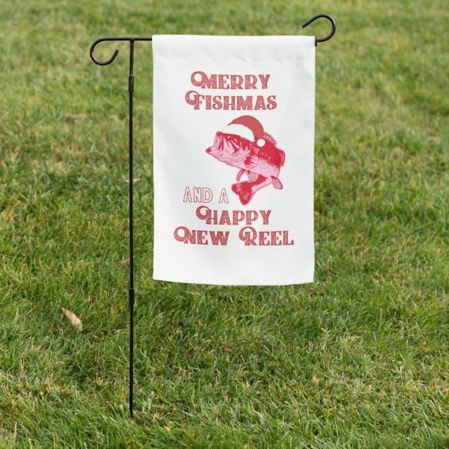 Funny Christmas Bass Fishing Fishmas Quote Festive Garden Flag (In SItu)