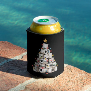 Funny Christmas Bathroom Toilet Paper Tree Humor Can Cooler