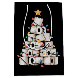 Funny Christmas Bathroom Toilet Paper Tree Humor Medium Gift Bag