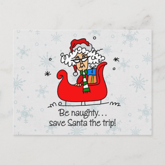 Funny Christmas Be Naughty Holiday Postcard 