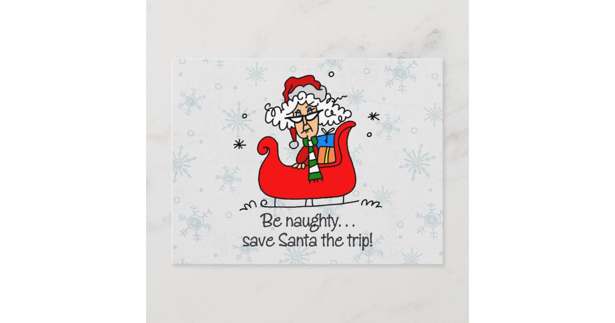 Funny Christmas Be Naughty Holiday Postcard | Zazzle.com