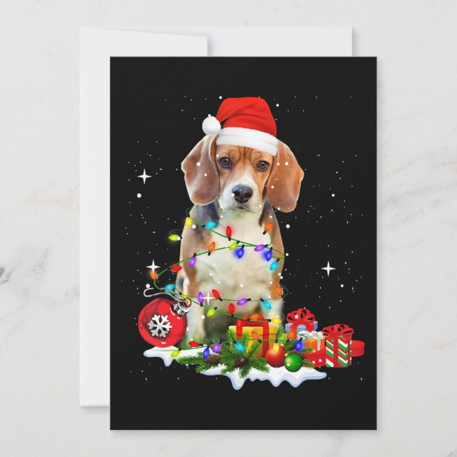 Funny Christmas Beagle Dog For Dog Dad Dog Mom Announcement (Front)