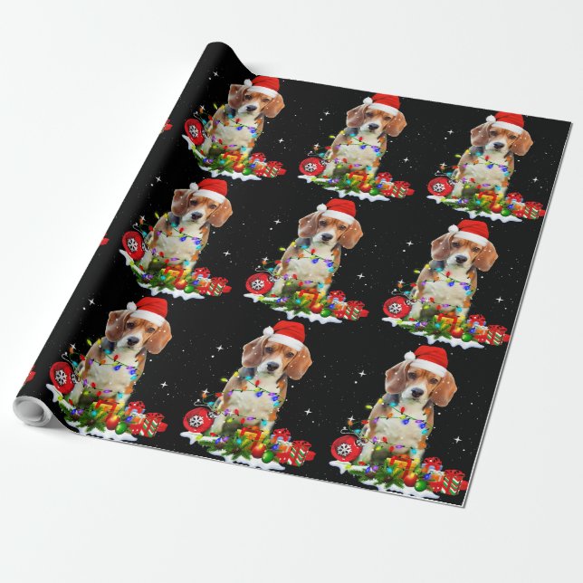 Funny Christmas Beagle Dog For Dog Dad Dog Mom Wrapping Paper (Unrolled)