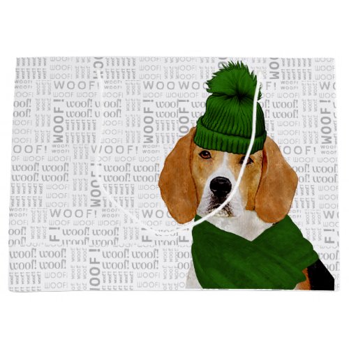 Funny Christmas Beagle Dog Lover Large Gift Bag