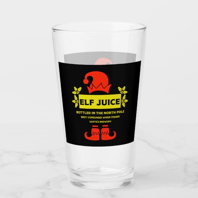 Funny Christmas Beer Labels Glass (Front)