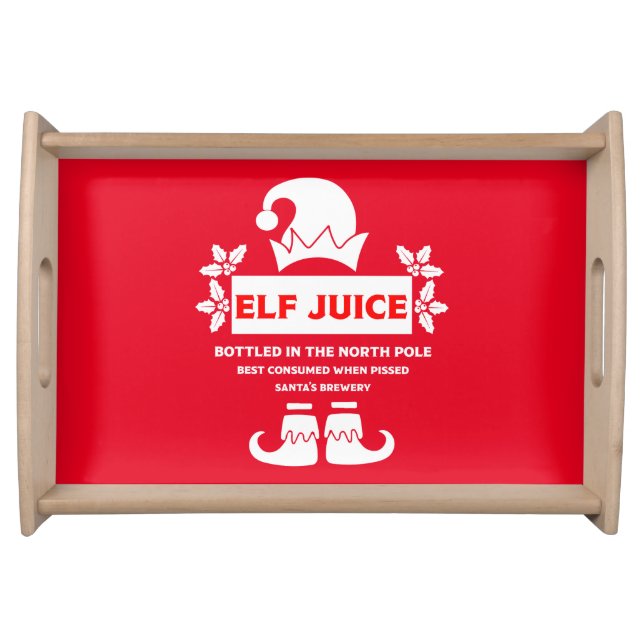 Funny Christmas Beer Labels Serving Tray (Front)