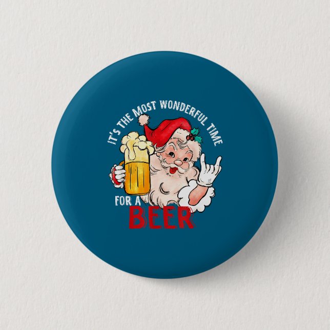 Funny Christmas Beer Meme Most Wonderful For Craft Button (Front)