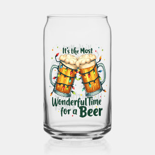 Funny Christmas beer most wonderful time party Can Glass