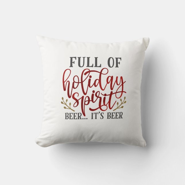 Funny Christmas Beer Throw Pillow (Front)