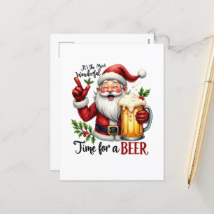 Funny Christmas beer time Holiday Postcard