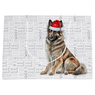 Funny Christmas Belgian Tervuren Dog Lover Large Gift Bag