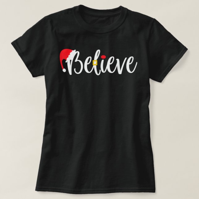 Funny Christmas Believe Santa Pajama Outfit Men &  T-Shirt (Design Front)