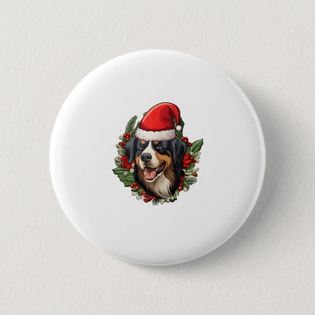 Funny Christmas Bernese Mountain Dog  Button (Front)