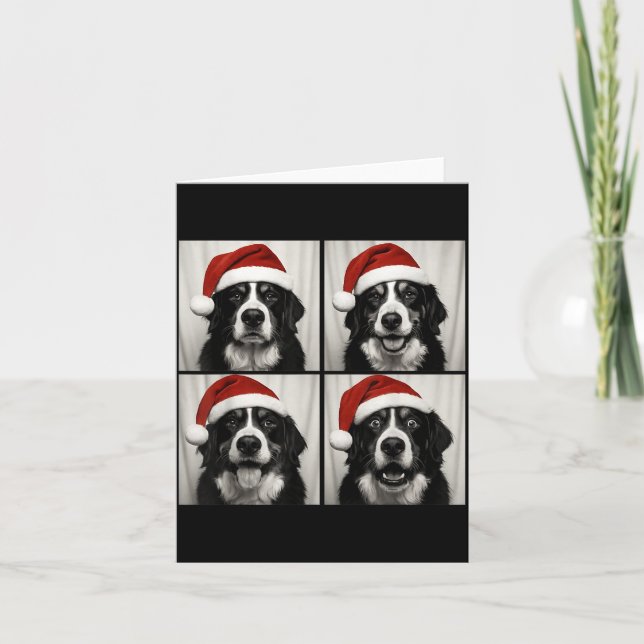 Funny Christmas Bernese Mountain Dog Santa Photo B Card (Front)