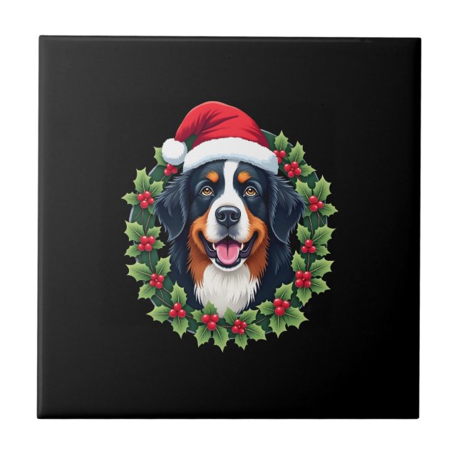Funny Christmas Bernese Mountain Dog Tank Top Ceramic Tile (Front)
