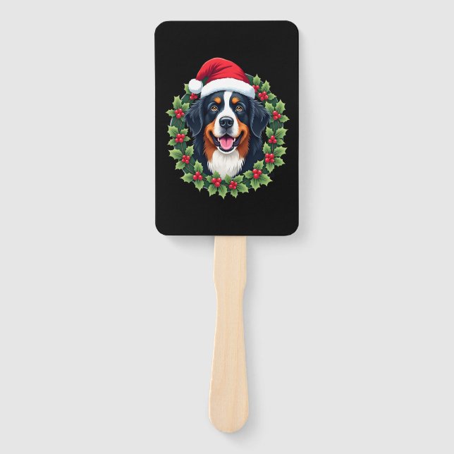 Funny Christmas Bernese Mountain Dog Tank Top Hand Fan (Front)