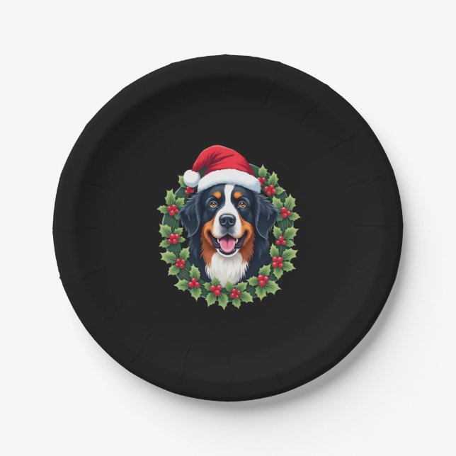 Funny Christmas Bernese Mountain Dog Tank Top Paper Plates (Front)