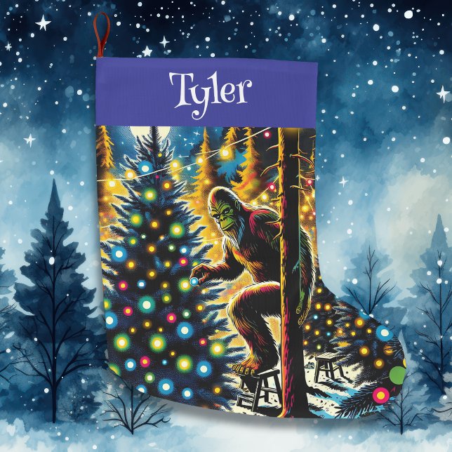 Funny Christmas Bigfoot Personalized Large Christmas Stocking (Creator Uploaded)