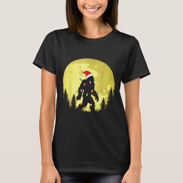 Funny Christmas Bigfoot Santa Hat Moon Sasquatch M T-Shirt (Front)