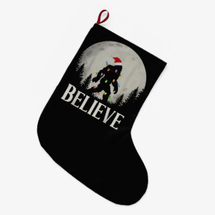 Funny Christmas Bigfoot Santa Moon Sasquatch Large Christmas Stocking