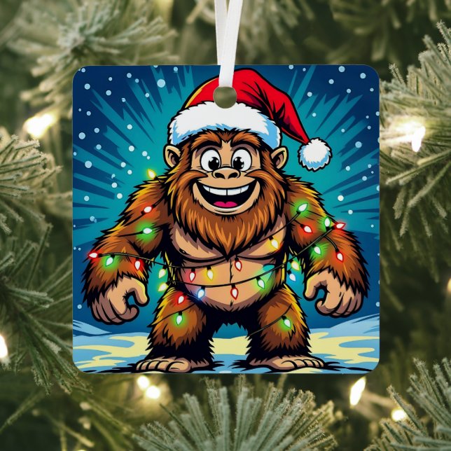 Funny Christmas Bigfoot Sasquatch Metal Ornament (Insitu)