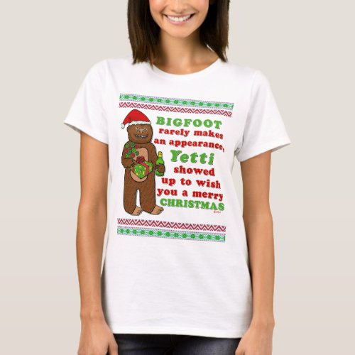 Funny Christmas Bigfoot Sasquatch Pun Humorous T_Shirt