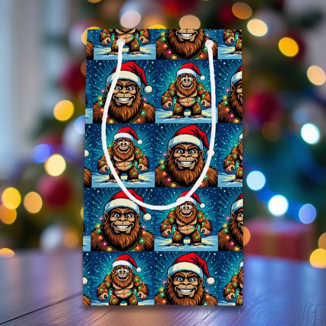Funny Christmas Bigfoot Sasquatch Small Gift Bag (Creator Uploaded)