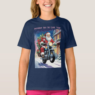 Funny Christmas Biker Santa Doing A Wheelie T-Shirt