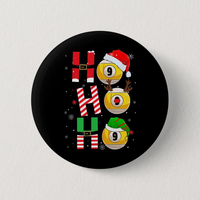 Funny Christmas Billiards Ho Ho Ho Xmas Matching P Button (Front)