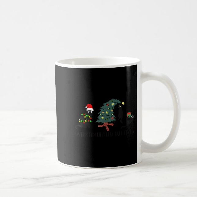 Funny Christmas Black Cat Overstimulated But Festi Coffee Mug (Right)