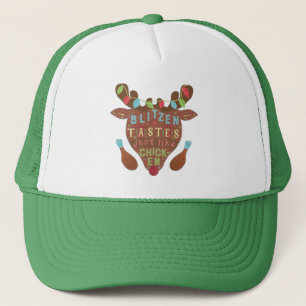 Funny Christmas Blitzen Chicken Reindeer Humor Trucker Hat