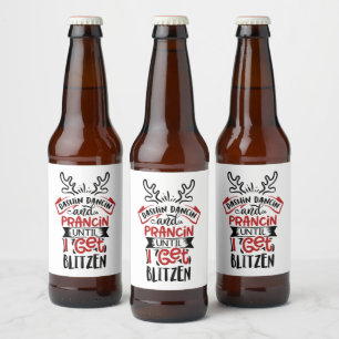 funny Christmas Blitzened word art Beer Bottle Label