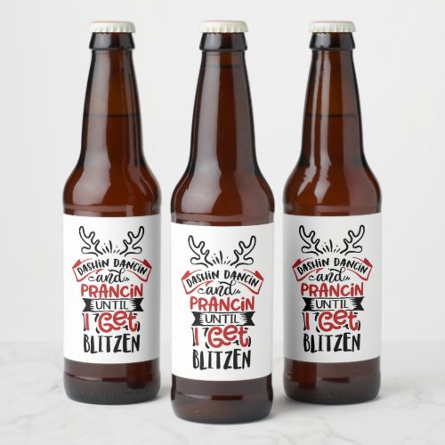 funny Christmas Blitzened word art  Beer Bottle Label
