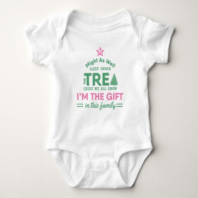 Funny Christmas Bodysuit Baby Girls I'm the Gift (Front)
