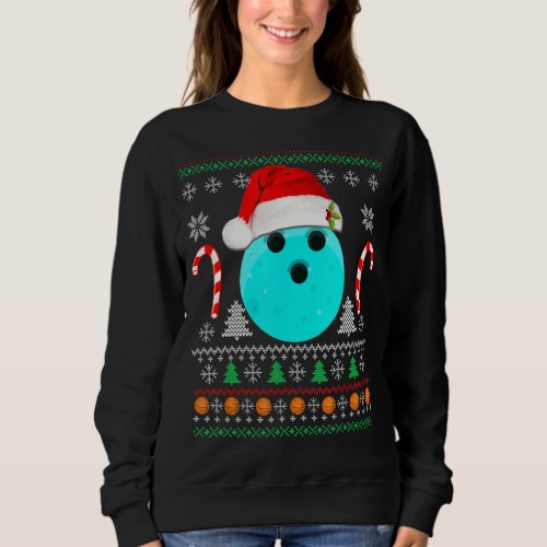 Funny Christmas Bowling Santa Hat Ugly Funny Sport Sweatshirt