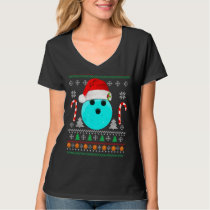 Funny Christmas Bowling Santa Hat Ugly Funny Sport T-Shirt